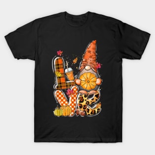 Gnome Autumn Love Pumpkin - Fall Funny Thanksgiving T-Shirt